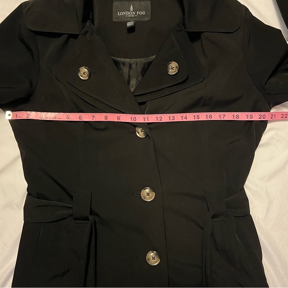 London Fog Women's Single Breasted Double Lapel Black Trench Coat Sz Medium - Picture 16 of 16